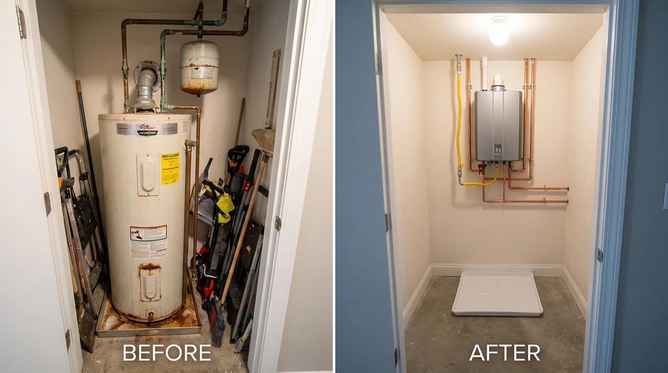 Tank water heater versus wall-mounted tankless unit comparison for Carpinteria, CA homeowners